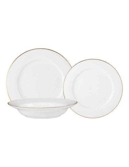 White Gold Rim Dinner Set 12 Piece Gift Boxed in Gold