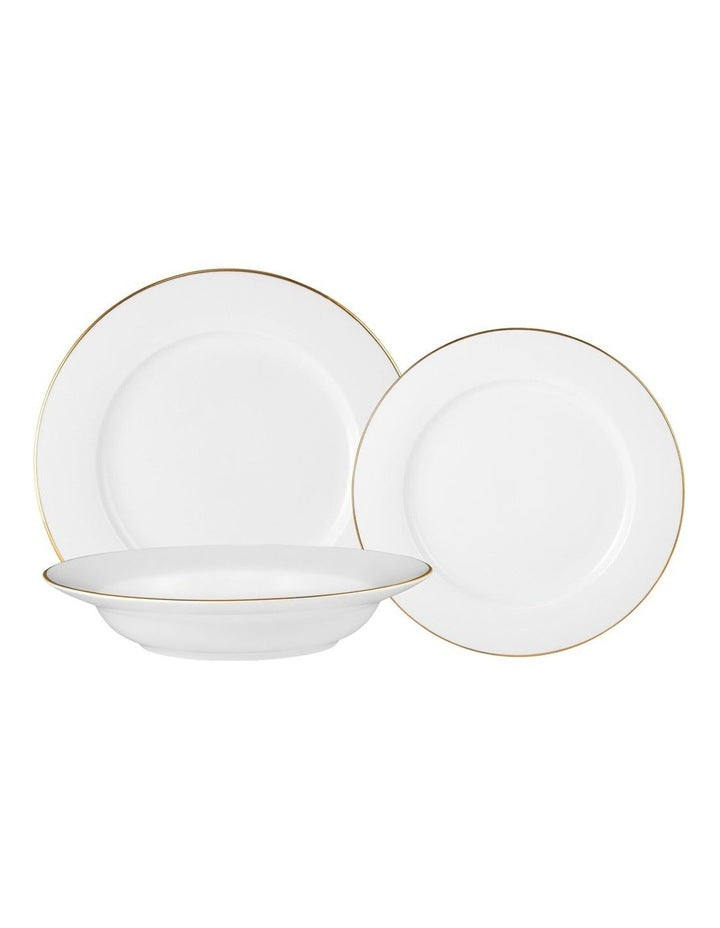 White Gold Rim Dinner Set 12 Piece Gift Boxed in Gold