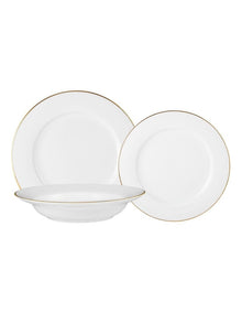 White Gold Rim Dinner Set 12 Piece Gift Boxed in Gold