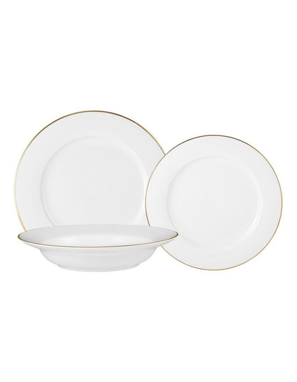 White Gold Rim Dinner Set 12 Piece Gift Boxed in Gold