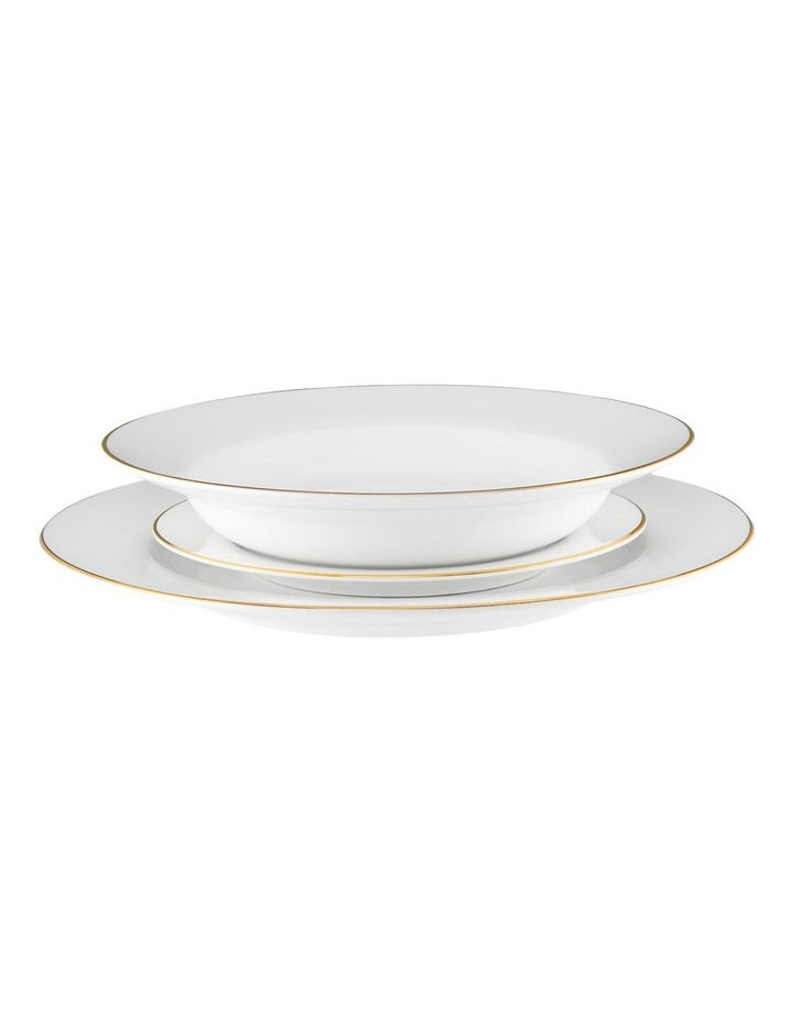 White Gold Rim Dinner Set 12 Piece Gift Boxed in Gold