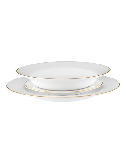 White Gold Rim Dinner Set 12 Piece Gift Boxed in Gold