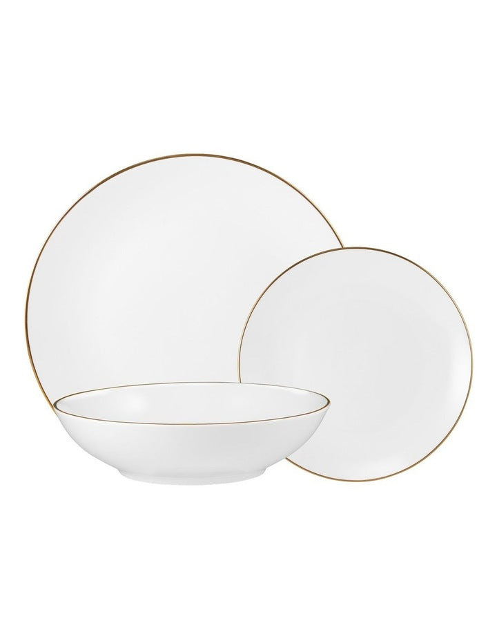 White Gold Coupe Dinner Set 12 Piece Gift Boxed in Gold