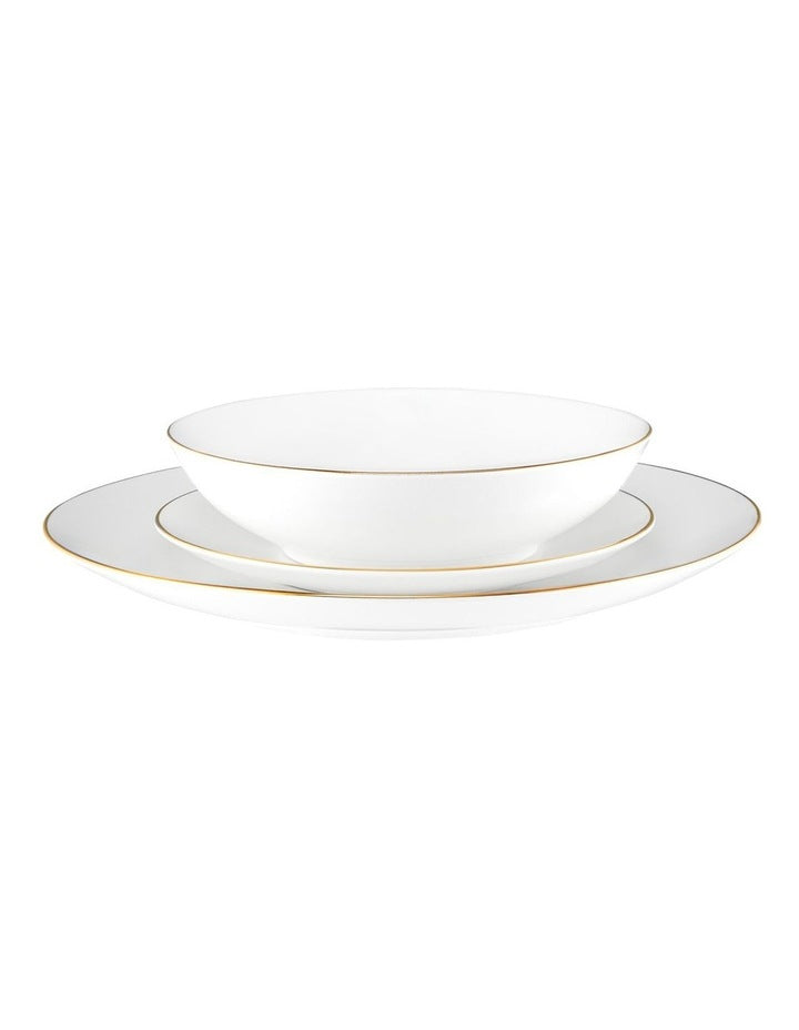 White Gold Coupe Dinner Set 12 Piece Gift Boxed in Gold