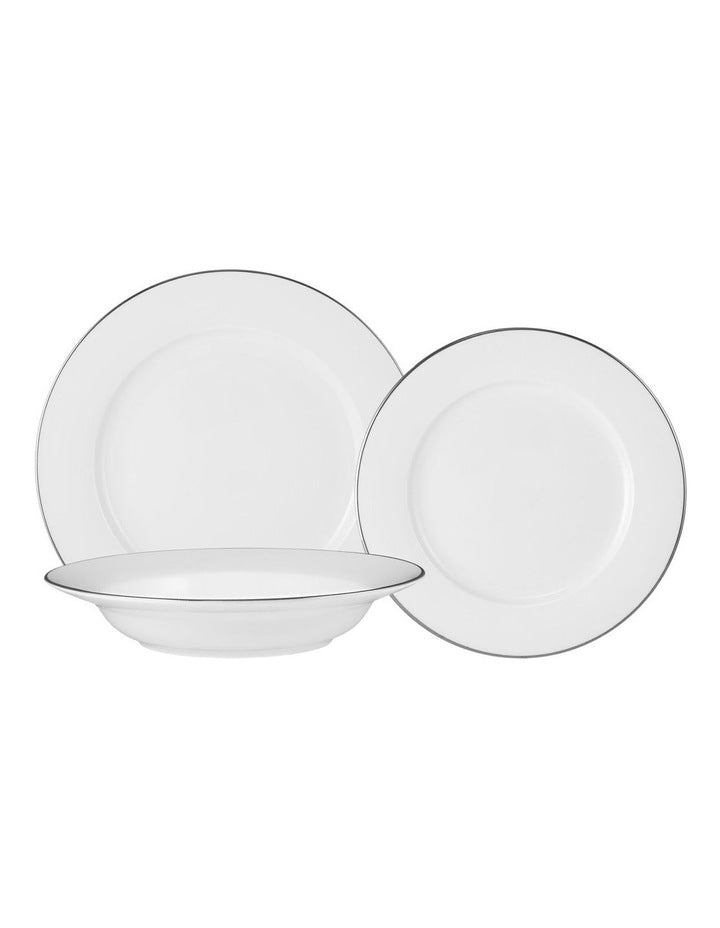 White Platinum Rim Dinner Set 12 Piece Gift Boxed in Platinum