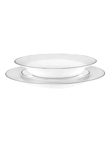White Platinum Rim Dinner Set 12 Piece Gift Boxed in Platinum