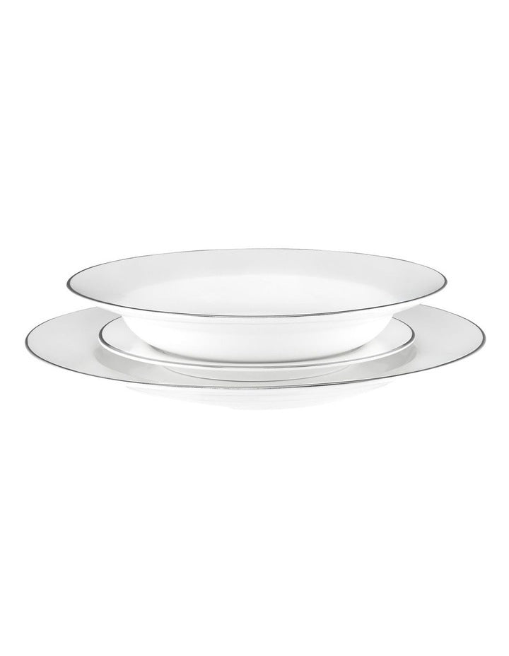 White Platinum Rim Dinner Set 12 Piece Gift Boxed in Platinum