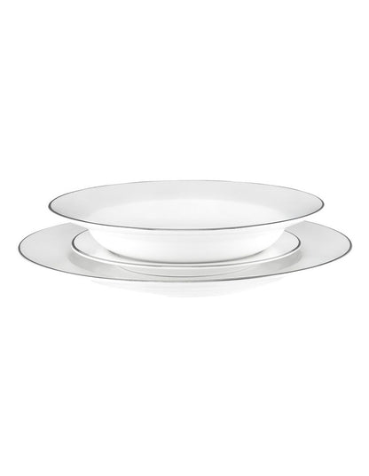 White Platinum Rim Dinner Set 12 Piece Gift Boxed in Platinum