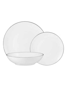 White Platinum Coupe Dinner Set 12 Piece Gift Boxed in Platinum