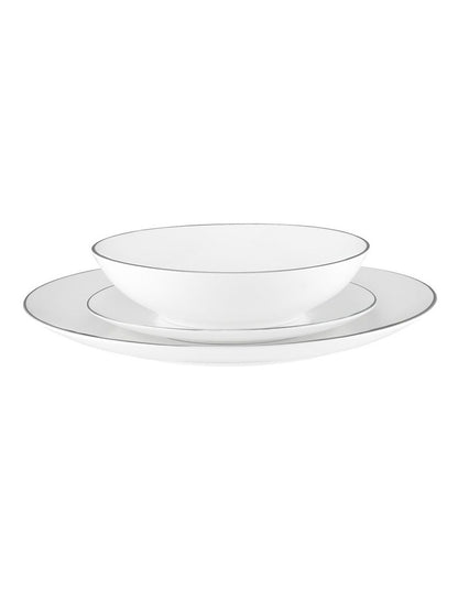 White Platinum Coupe Dinner Set 12 Piece Gift Boxed in Platinum