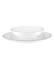 White Platinum Coupe Dinner Set 12 Piece Gift Boxed in Platinum