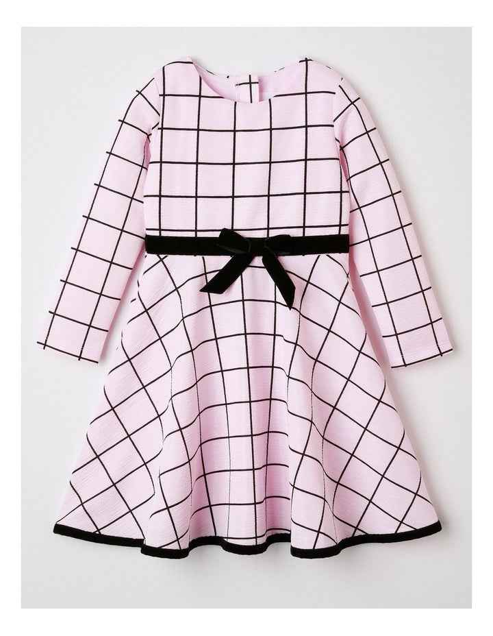 Madeline Windowpane Skater Dress in Pink