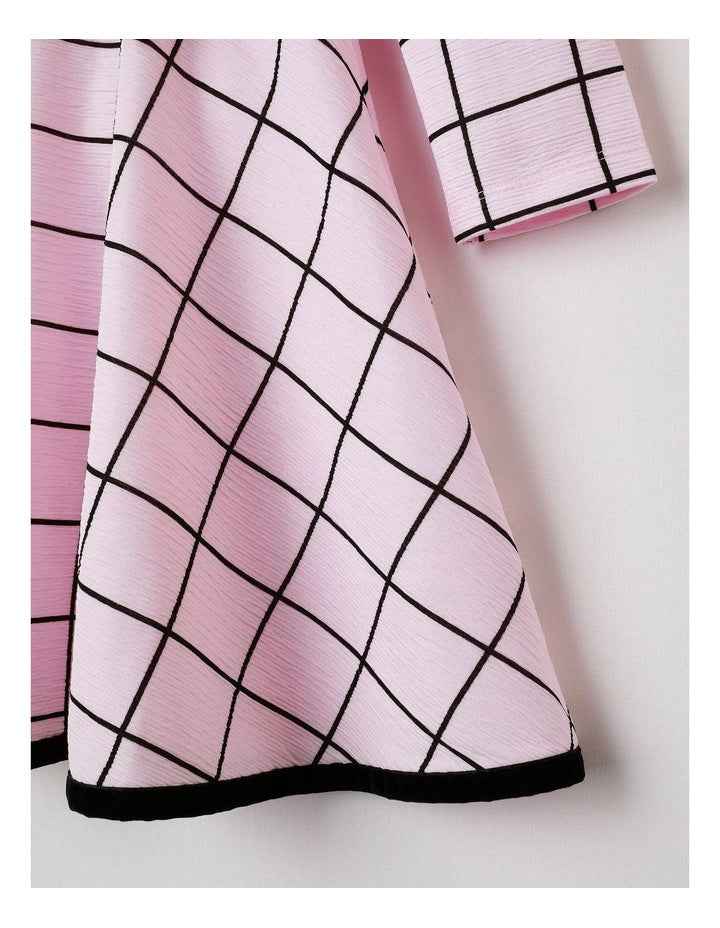 Madeline Windowpane Skater Dress in Pink