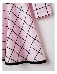 Madeline Windowpane Skater Dress in Pink