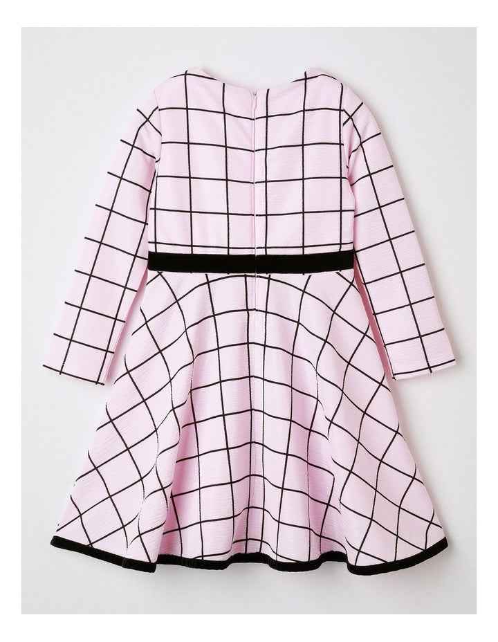 Madeline Windowpane Skater Dress in Pink