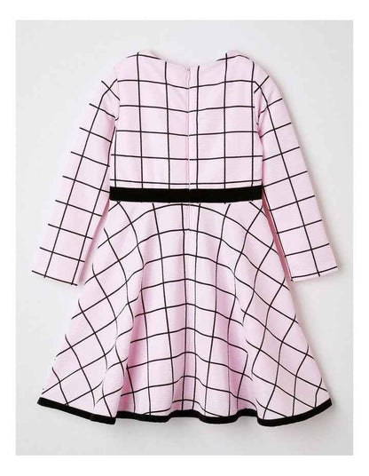 Madeline Windowpane Skater Dress in Pink