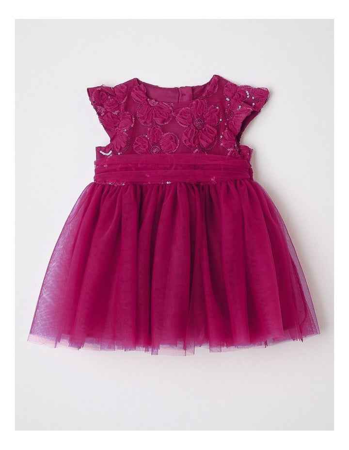 Margo Embroidered Dress in Raspberry