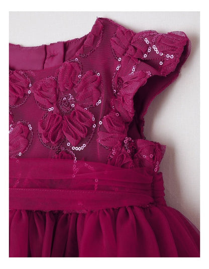 Margo Embroidered Dress in Raspberry