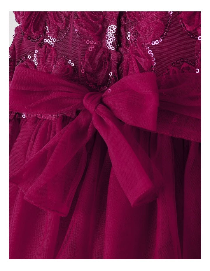 Margo Embroidered Dress in Raspberry