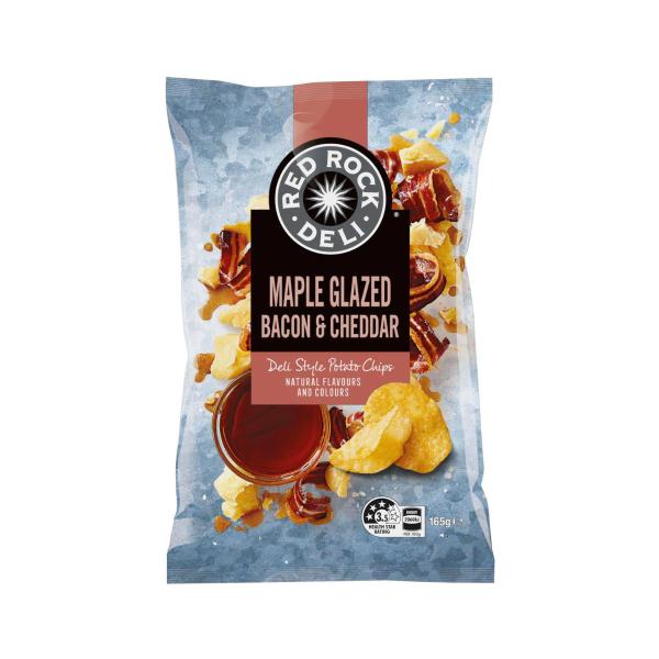 RED ROCK DELI POTATO CHIPS 165G:MAPLE BACON AND CHEDDAR:.:165 GRAM