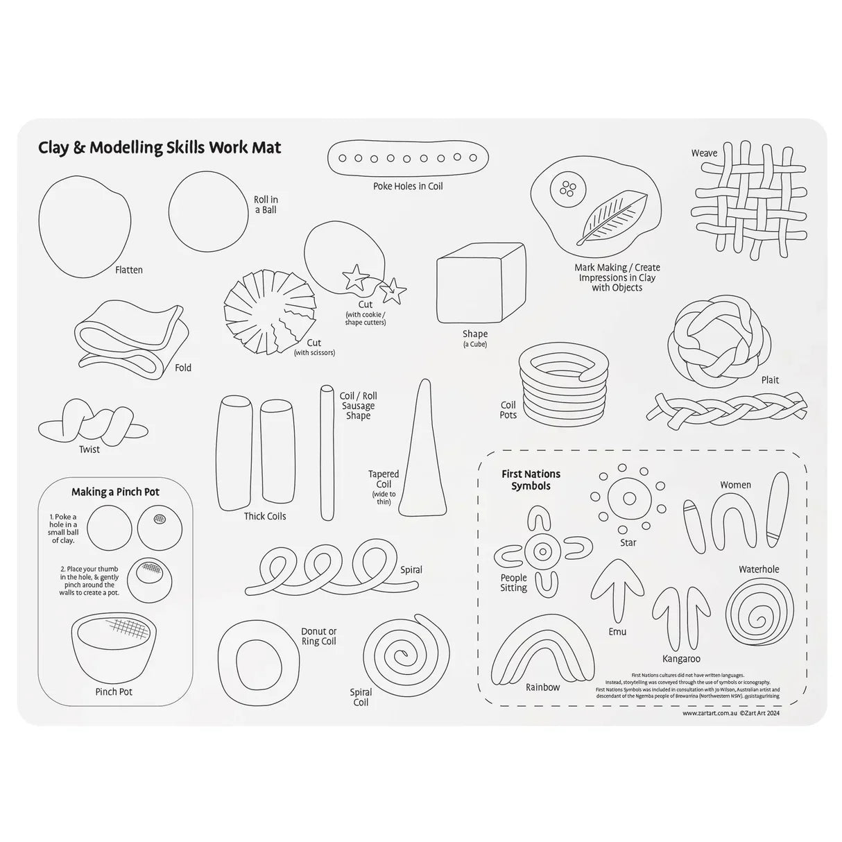 Clay and Modelling Skills Sillicone Mat Reusable by Zart Art Art and Craft for Kids 5yrs+