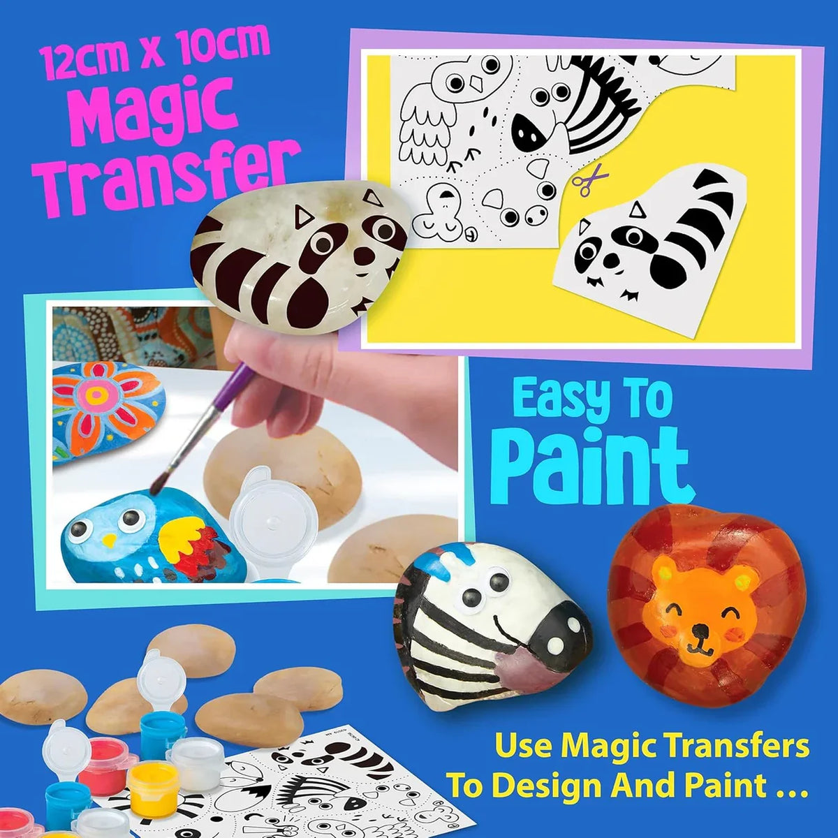 Kidzmaker Magical Animal Rock Painting Art and Craft for kids Gifting idea for 5yrs+