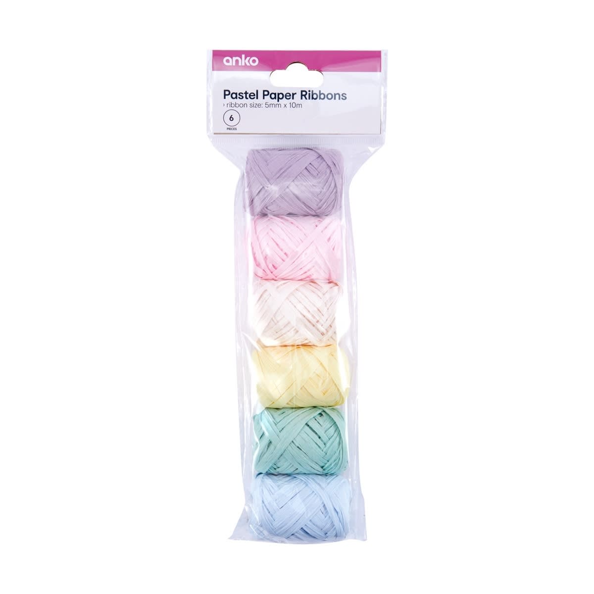 6 Piece Paper Ribbons - Pastel