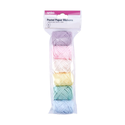 6 Piece Paper Ribbons - Pastel