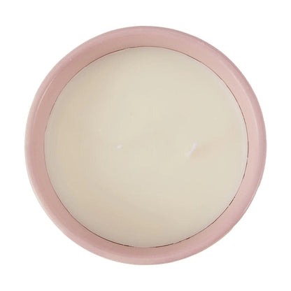 Lemon and Berry Red Stripe Ceramic Candle