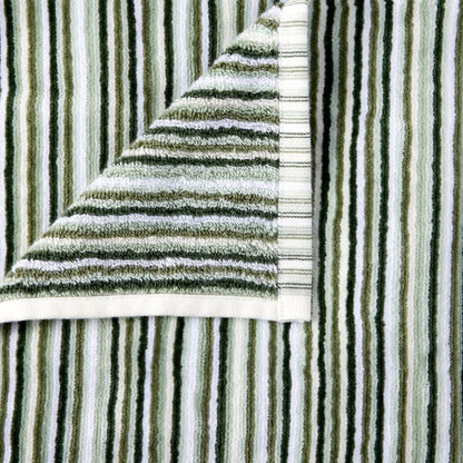 Mini Stripe Cotton Reversible Hand Towel - Green
