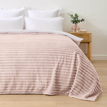 Plush Ribbed Blanket - Double/Queen Bed, Pink