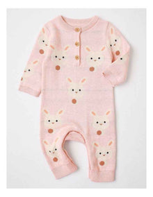 Billie Essential Knit Bunny Coverall in Pink Marle