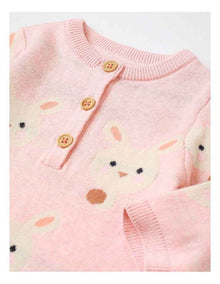 Billie Essential Knit Bunny Coverall in Pink Marle