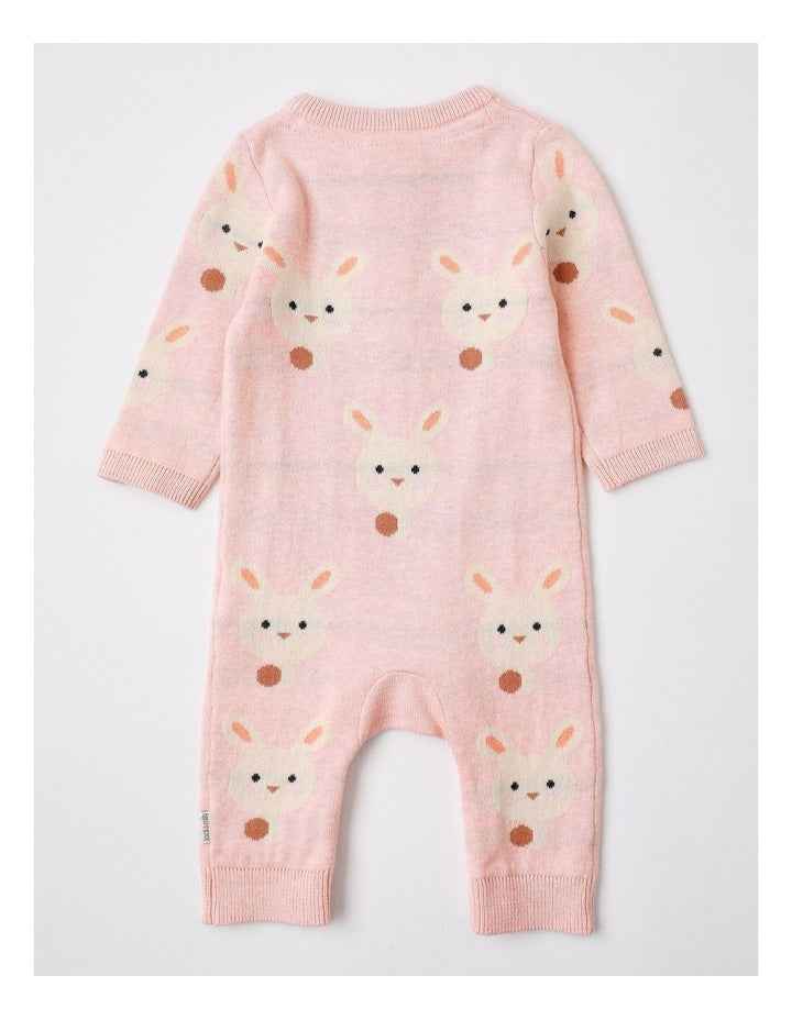 Billie Essential Knit Bunny Coverall in Pink Marle