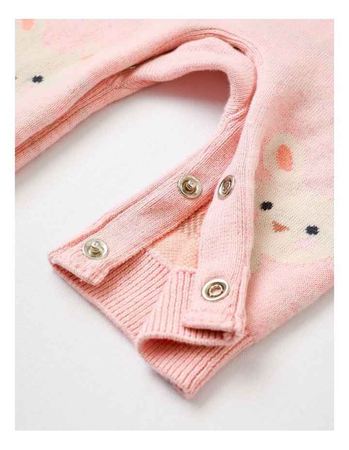 Billie Essential Knit Bunny Coverall in Pink Marle