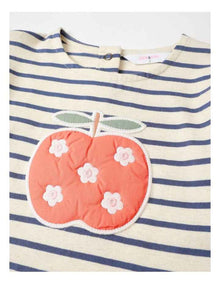 April Long Sleeve Apple Boucle Top in Navy
