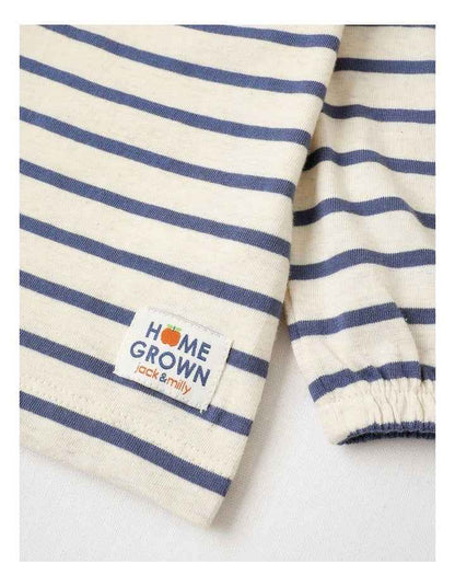 April Long Sleeve Apple Boucle Top in Navy