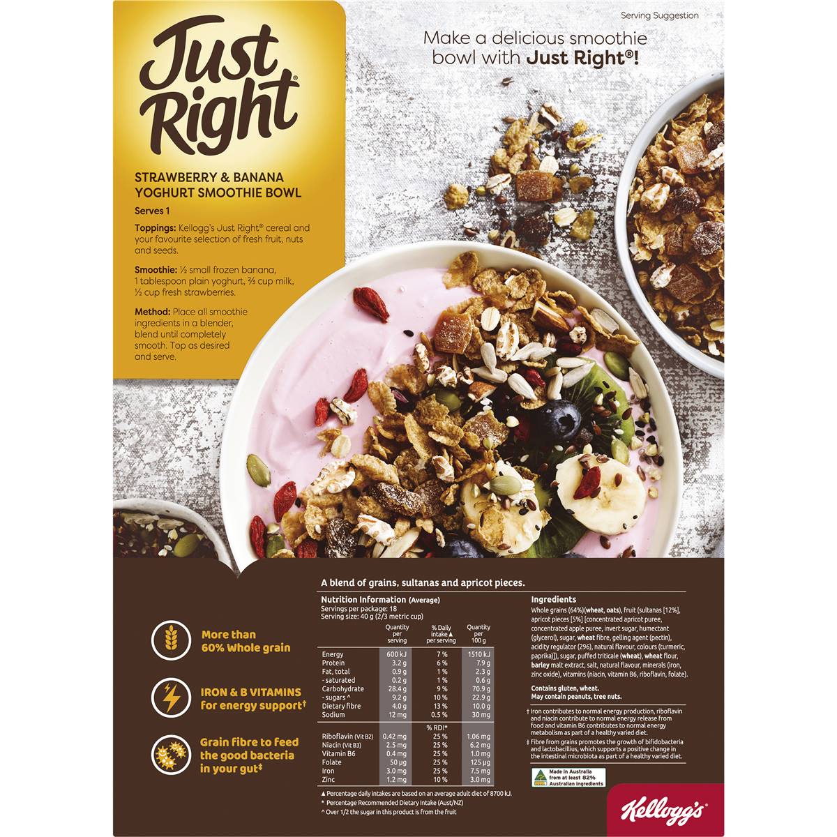 Kellogg's Just Right Apricot & Sultana Breakfast Cereal 740g
