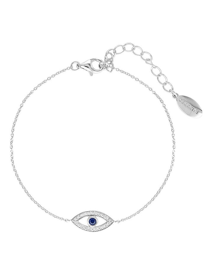 Rock Star Blue Evil Eye Bracelet in Silver