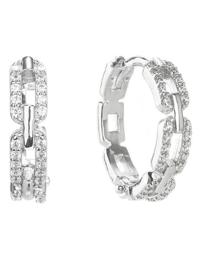 Goddess Link Hoop Earrings in Silver