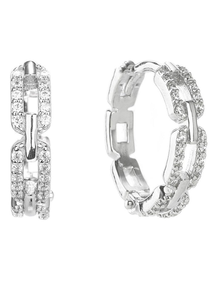 Goddess Link Hoop Earrings in Silver