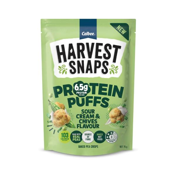HARVEST SNAPS PROTEIN PUFFS 75G:SOUR CREAM & CHIVES:.:75 GRAM