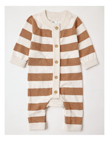 Cass Essentials Knit Stripe Coverall in Light Brown