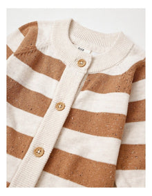 Cass Essentials Knit Stripe Coverall in Light Brown