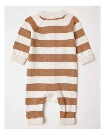 Cass Essentials Knit Stripe Coverall in Light Brown