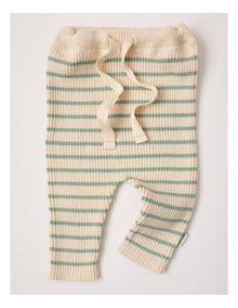 Mickey Essential Rib Stripe Pant in Oatmeal & Sage