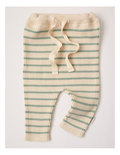 Mickey Essential Rib Stripe Pant in Oatmeal & Sage