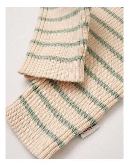 Mickey Essential Rib Stripe Pant in Oatmeal & Sage