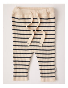 Mickey Essential Rib Stripe Pant in Oatmeal & Navy