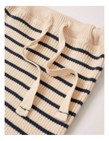 Mickey Essential Rib Stripe Pant in Oatmeal & Navy